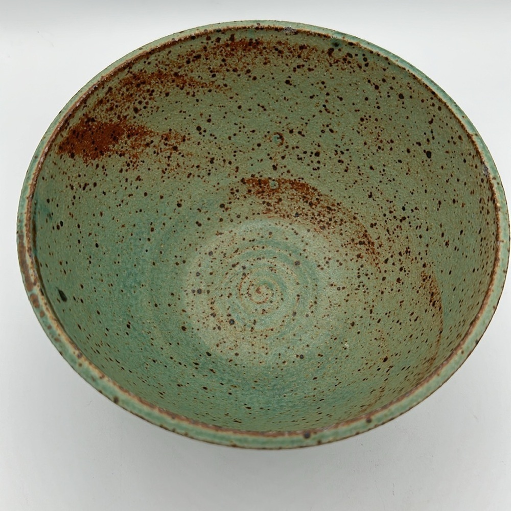 Green and brown ceramic bowl - Picture 2 of 6